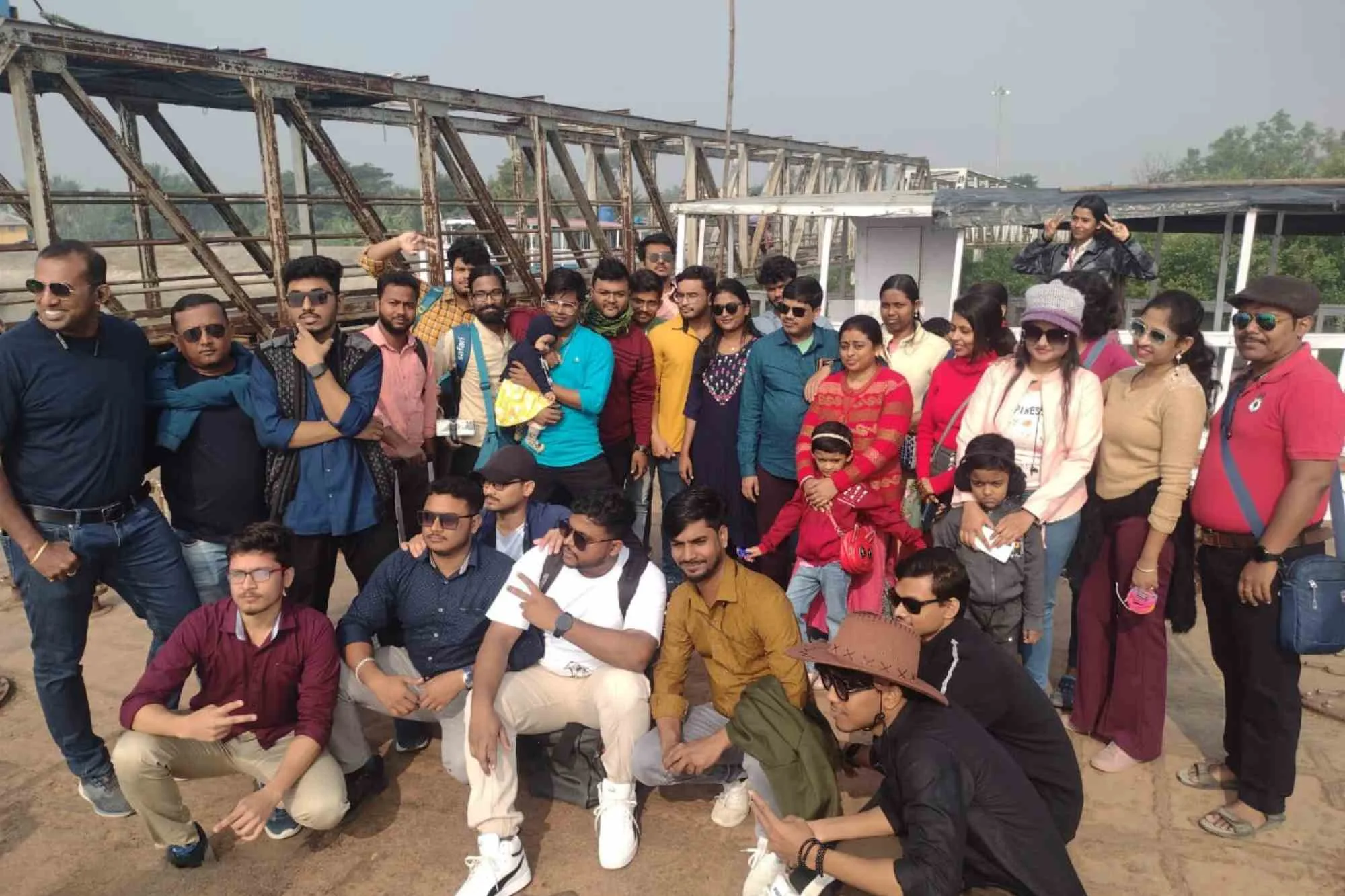 Tourists at Pakhiralay Ferry Ghat in Sundarban.