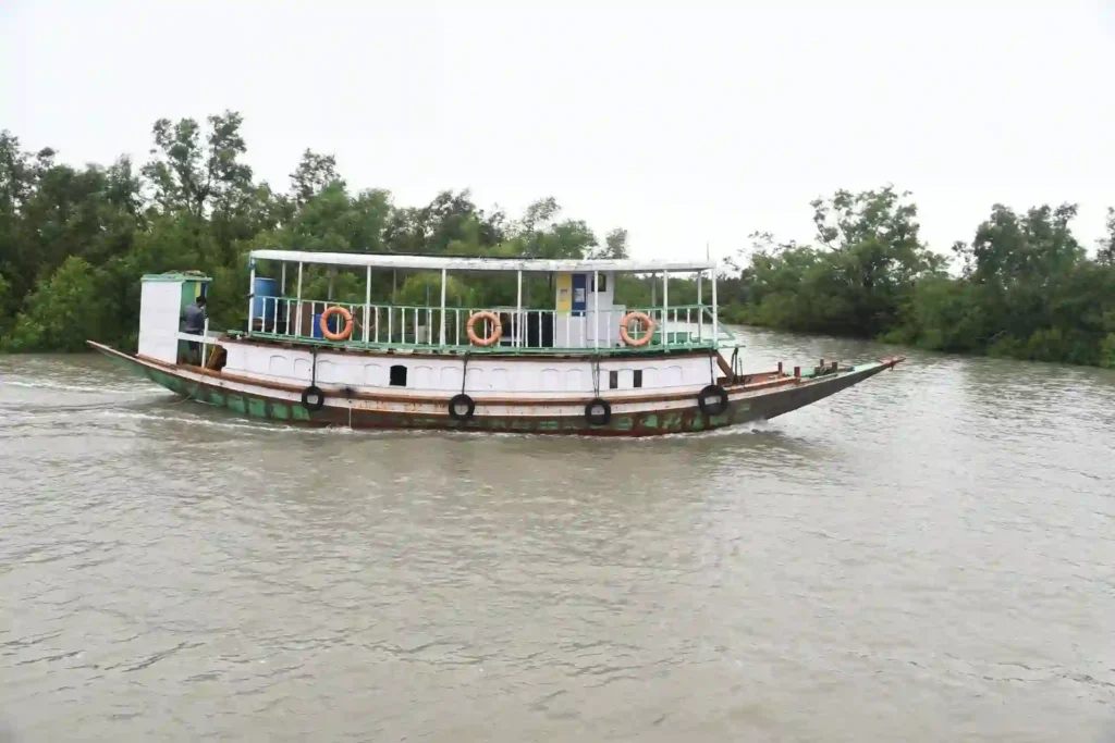 Tourist boat safari in Sundarban national park river