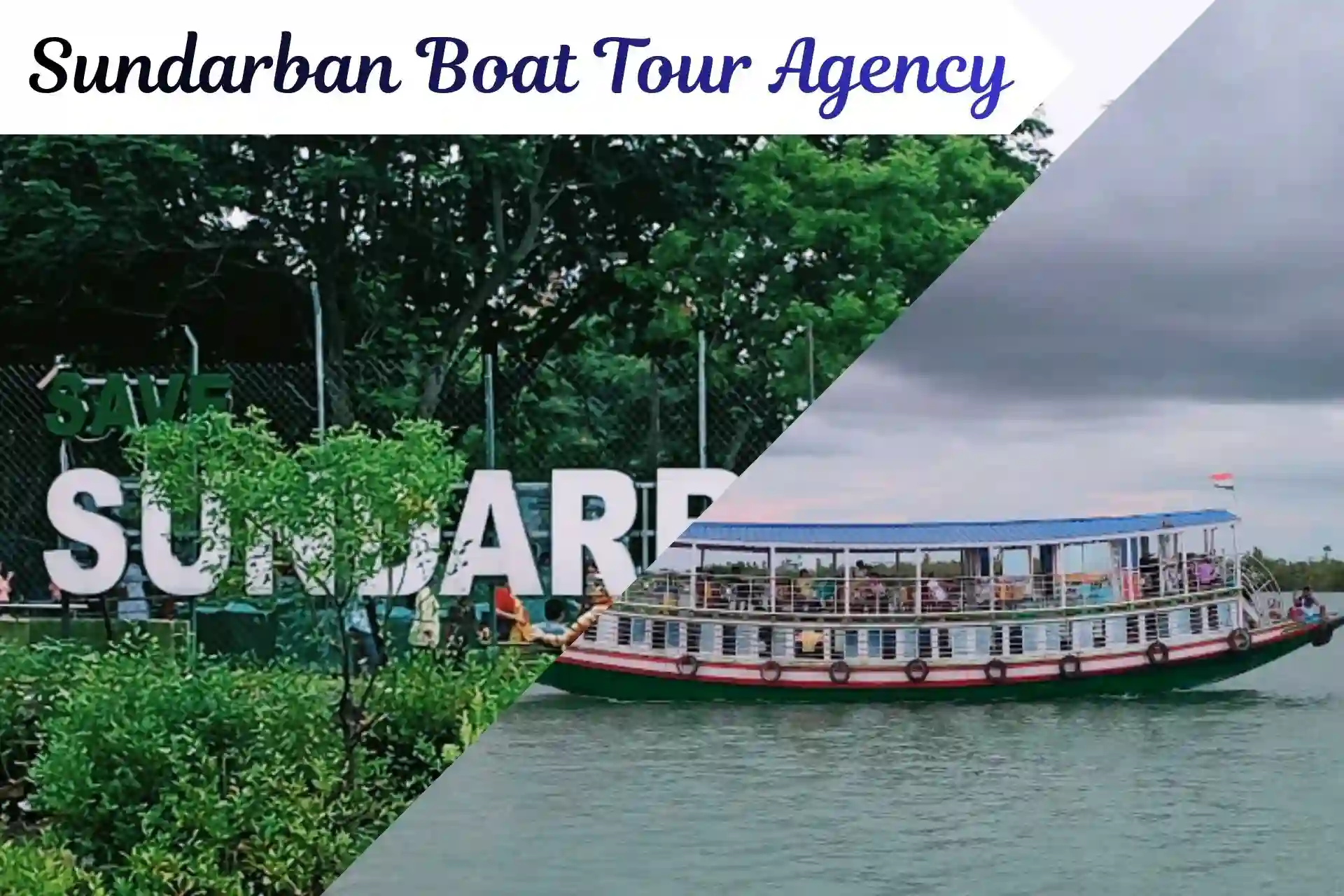 Boat sailing near Sajnekhali in Sundarban mangrove forest during safari tour experience