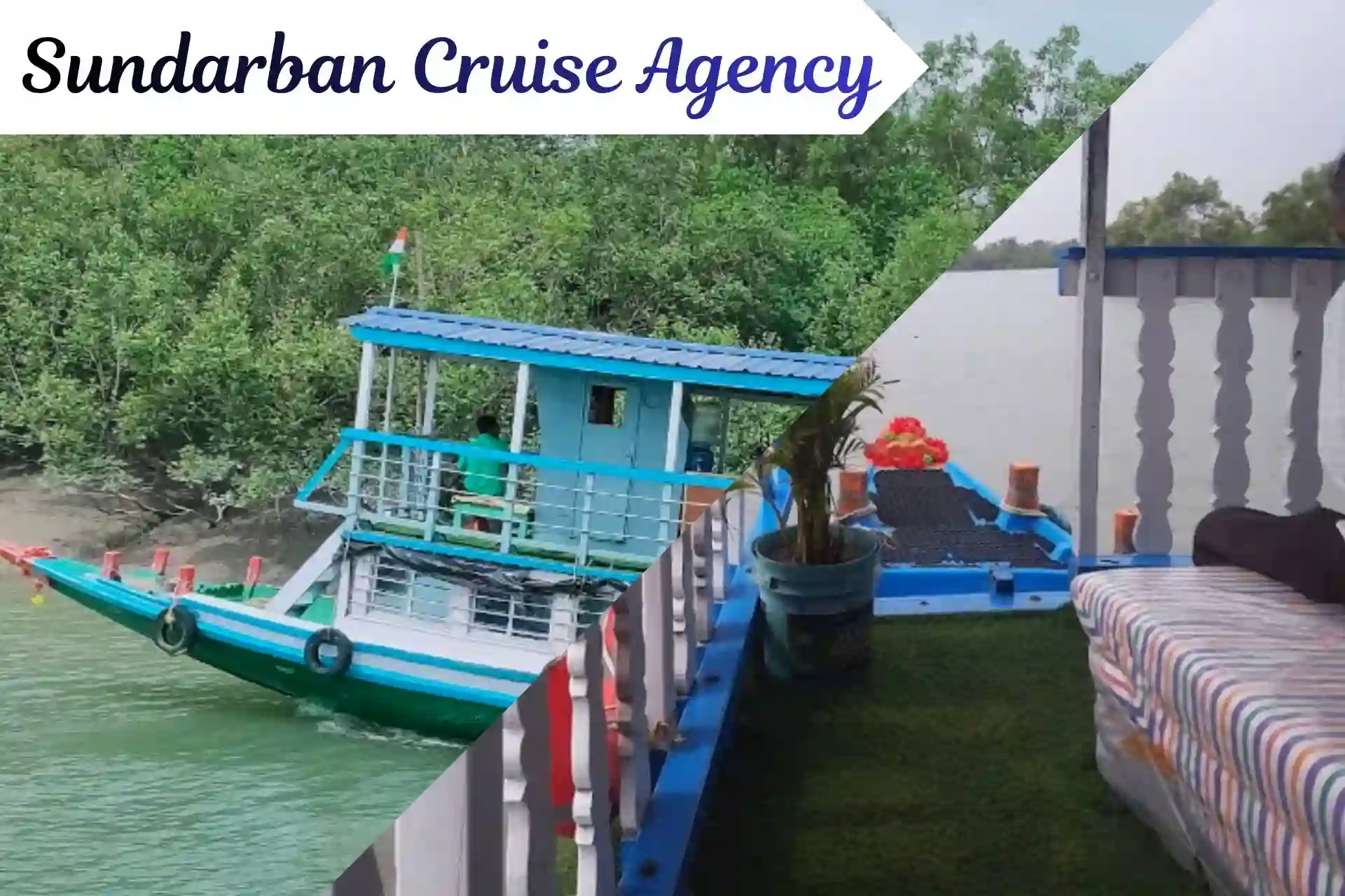 Sundarban cruise boat sailing through mangrove forest river during luxury river cruise experience