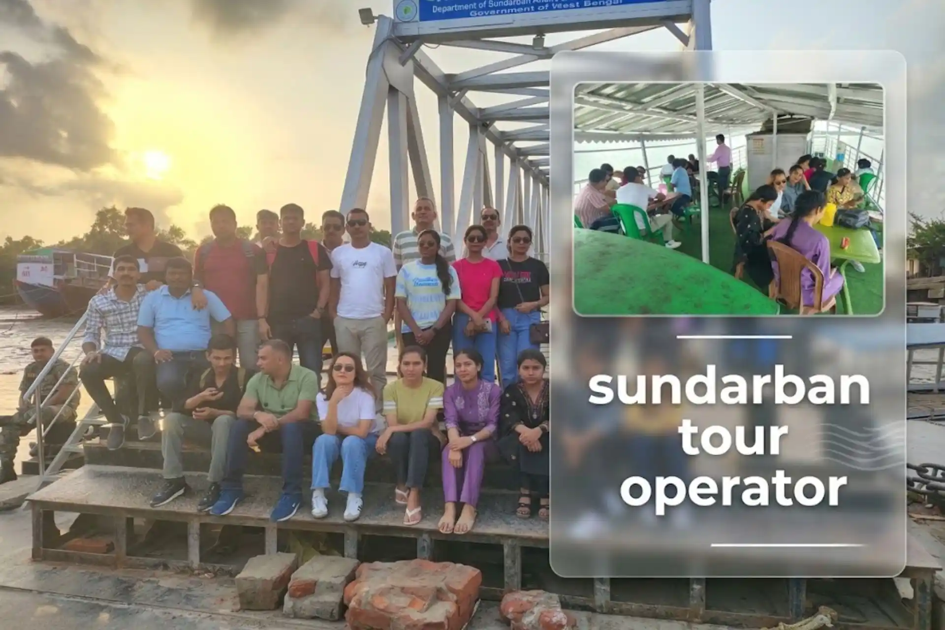 Sundarban Mondal Travels tourists at Pakhiralay Ferry Ghat during Sundarban tour package