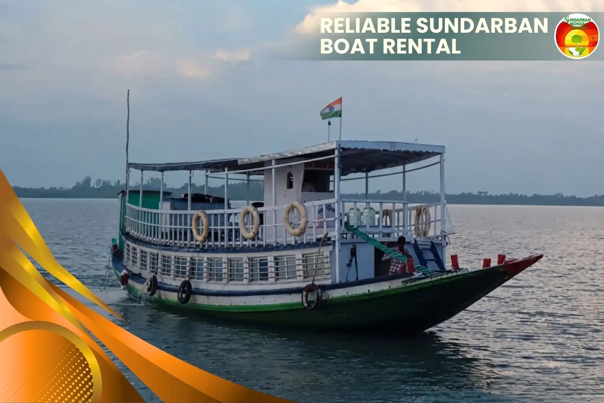Tourist boat for Sundarban Boat Rental Service at the Sundarban river during a boat safari