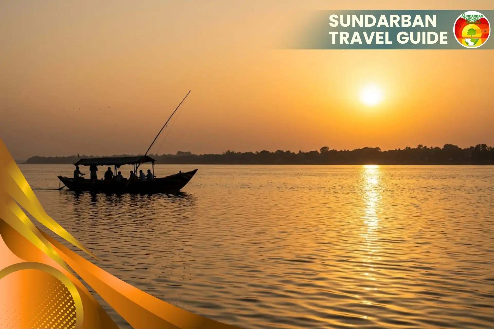 Sunset view of the Sundarban river and mangrove forest representing Sundarban Travel Guide